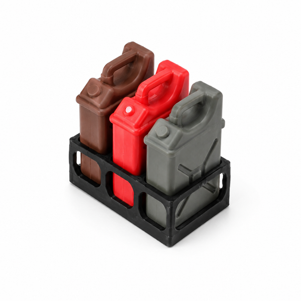 Mini Fuel Can Set with Mounting Rack for SCX24 and 1/24th Scale RC Crawlers