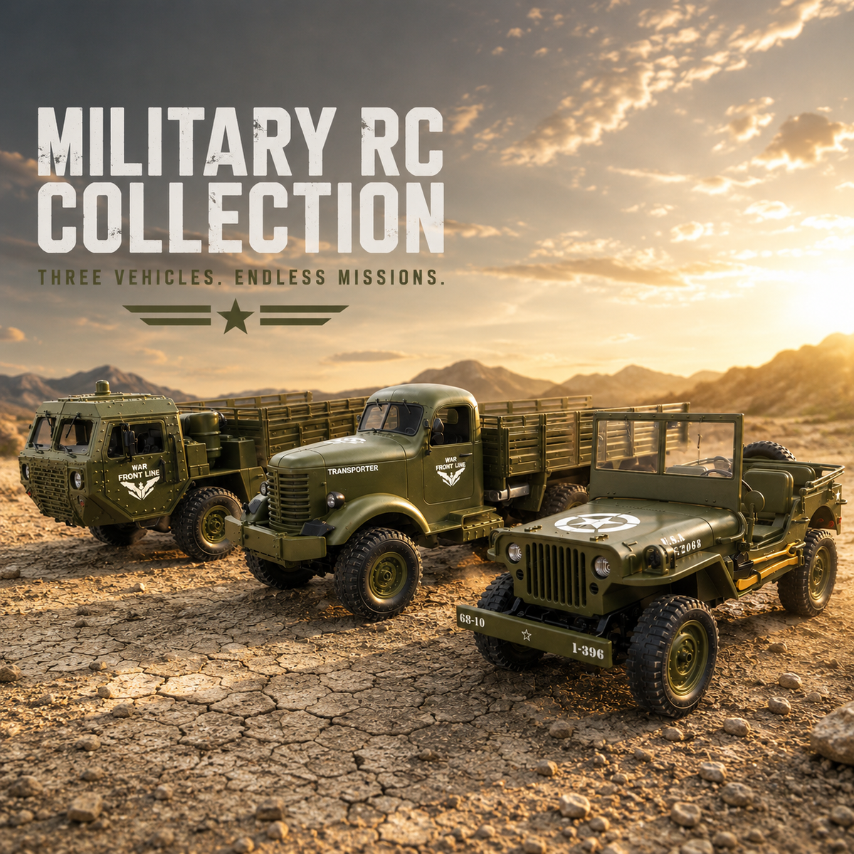 All three military RC trucks