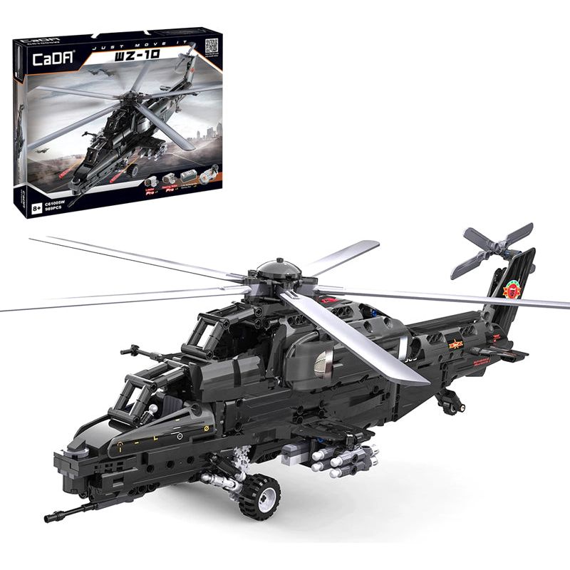 CaDA WZ10 Military Helicopter Remote Controlled Brick Building Set 989 Pieces