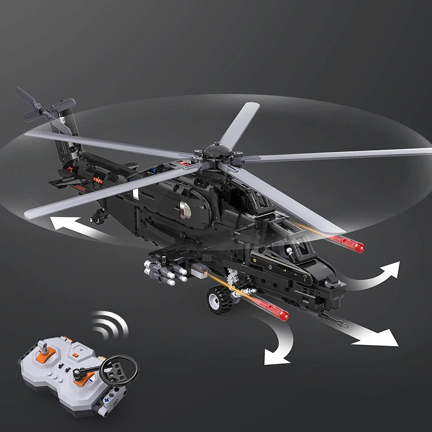 CaDA WZ10 Military Helicopter Remote Controlled Brick Building Set 989 Pieces