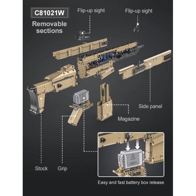 CaDA Model Assault Rifle Brick Building Set 1406 Pieces