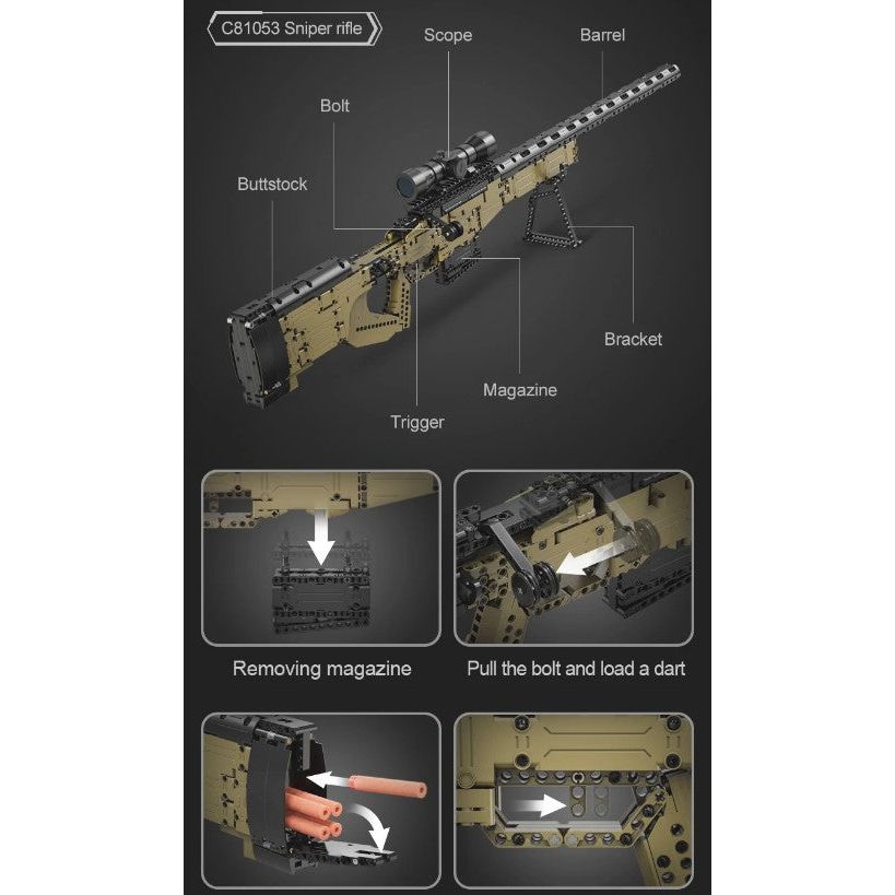 CaDA Model Sniper Rifle Brick Building Set 979 Pieces