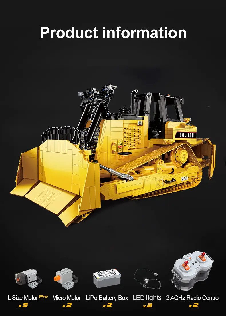 CaDA Masters Goliath Bulldozer Remote Controlled Construction Series Brick Building Set 2,826 Pieces