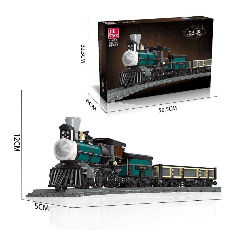 TH10 Steam Train Building Kit with Train Track (560 PCS)