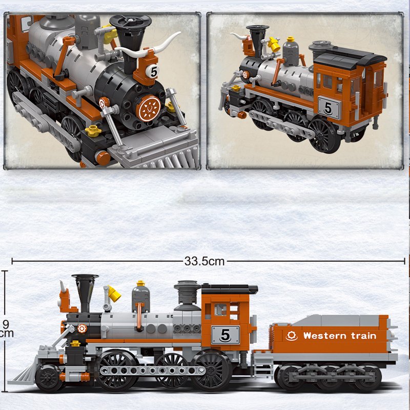 Western Steam Train Building Kit with Train Track (853 PCS)