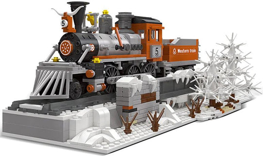 Western Steam Train Building Kit with Train Track (853 PCS)