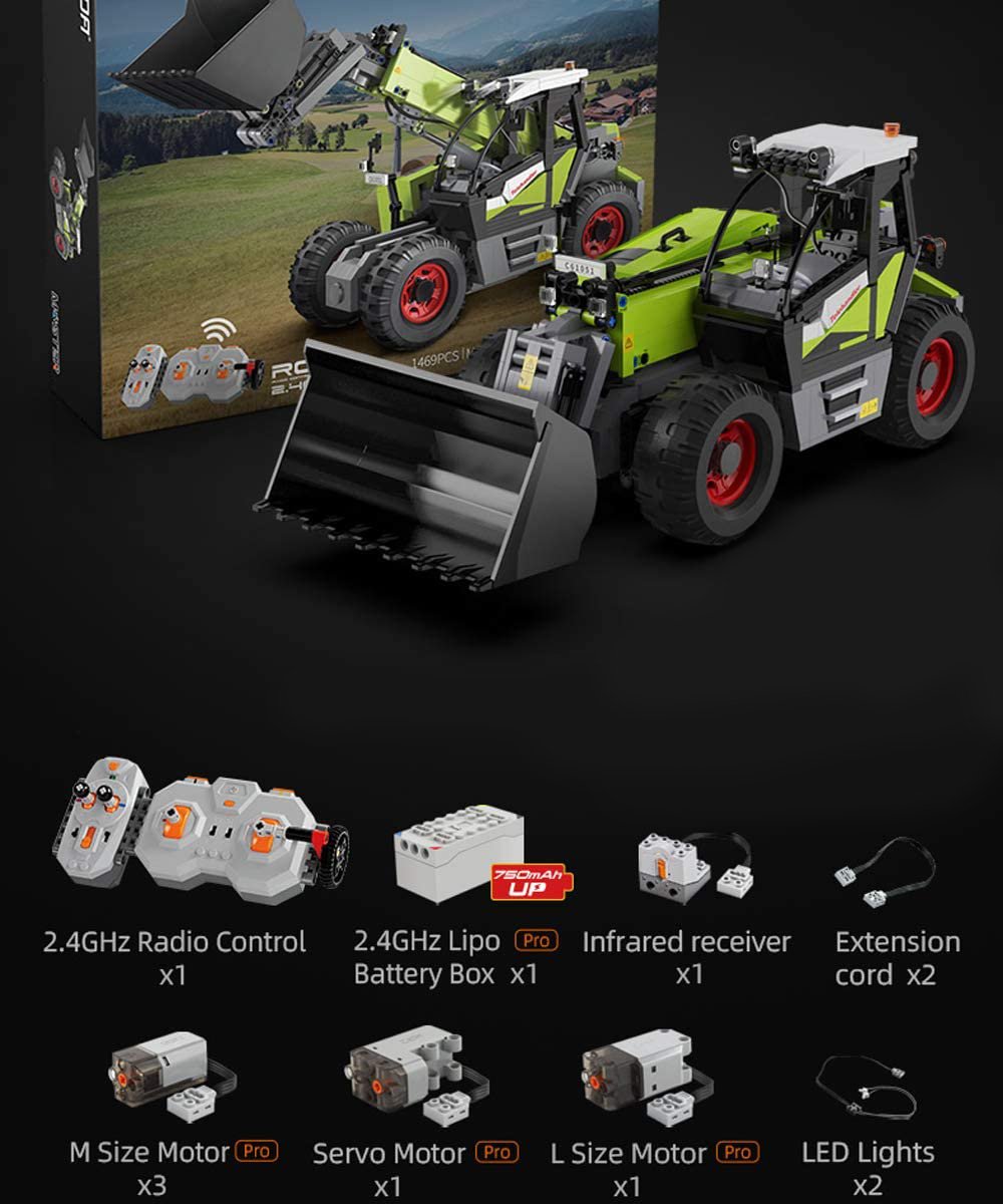 CaDA Masters Telehandler Loader 1:17 Scale Remote Controlled Construction Series 1:17 Scale Full Function Brick Building Set 1,469 Pieces