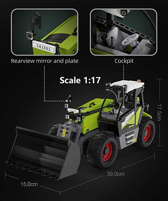 CaDA Masters Telehandler Loader 1:17 Scale Remote Controlled Construction Series 1:17 Scale Full Function Brick Building Set 1,469 Pieces