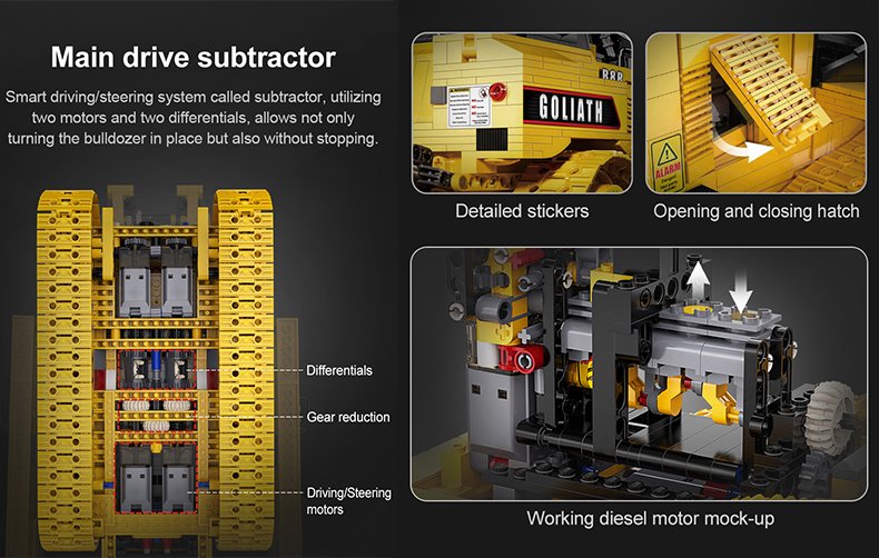 CaDA Masters Goliath Bulldozer Remote Controlled Construction Series Brick Building Set 2,826 Pieces
