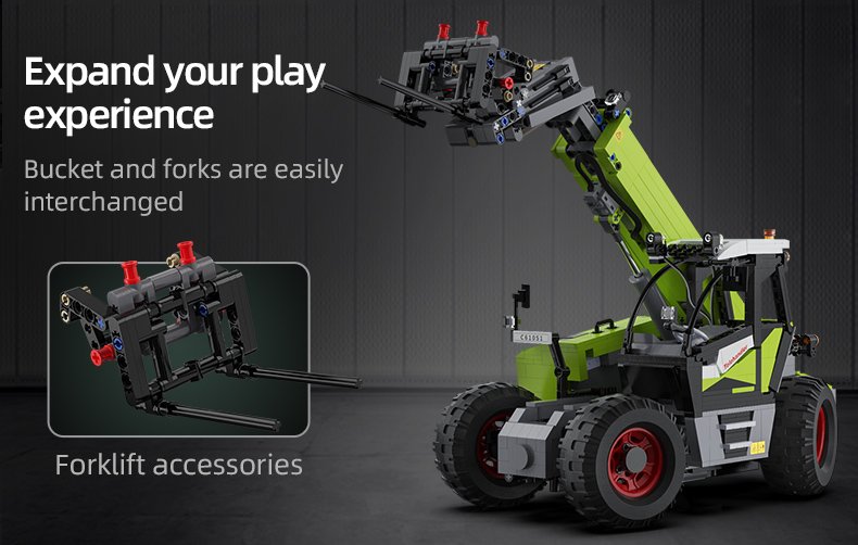 CaDA Masters Telehandler Loader 1:17 Scale Remote Controlled Construction Series 1:17 Scale Full Function Brick Building Set 1,469 Pieces