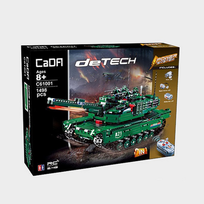 CaDA 2in1 M1A2 Abrams U.S. Main Battle Tank or Anti-Aircraft Gun Remote Controlled Brick Building Set 1,498 Pieces