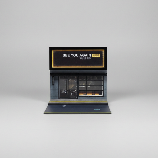 Light-Up “See You Again” Storefront Diorama Scene For 1:64 Diecast