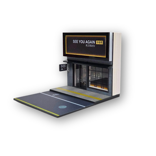 Light-Up “See You Again” Storefront Diorama Scene For 1:64 Diecast