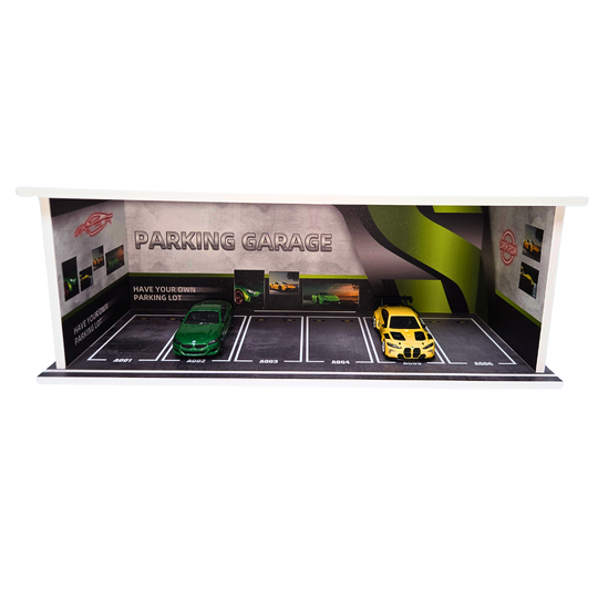 Parking Garage Scene (Green Edition) For 1:64 Diecast
