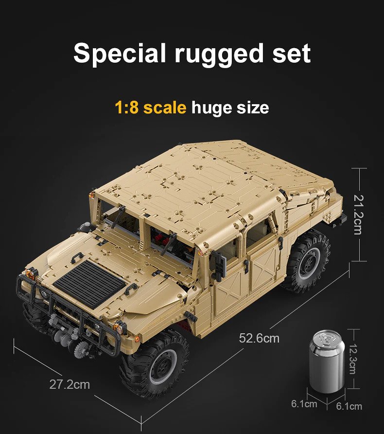 CaDA 1:8 Scale Humvee Off-Road Vehicle (Non-Motorized) Brick Building Set 3,935 Pieces