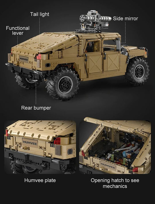CaDA 1:8 Scale Humvee Off-Road Vehicle (Non-Motorized) Brick Building Set 3,935 Pieces