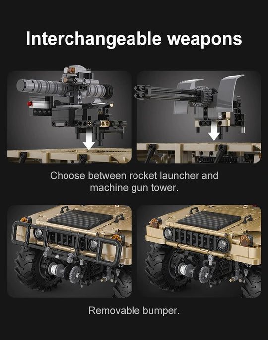 CaDA 1:8 Scale Humvee Off-Road Vehicle (Non-Motorized) Brick Building Set 3,935 Pieces