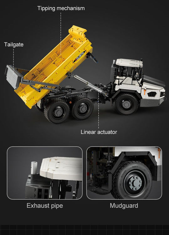 CaDA Articulated Dump Truck Remote Controlled Construction Series 1:17 Scale Brick Building Set 3,067 Pieces