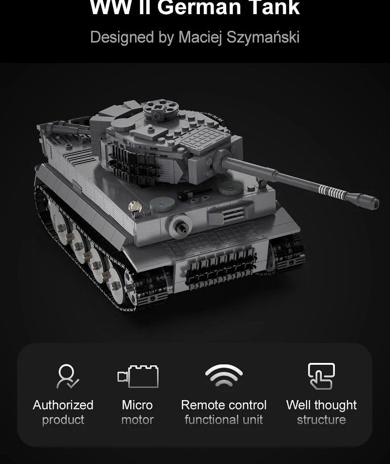 CaDA Masters WWII German Tiger Tank Remote Controlled Brick Building Set 925 Pieces