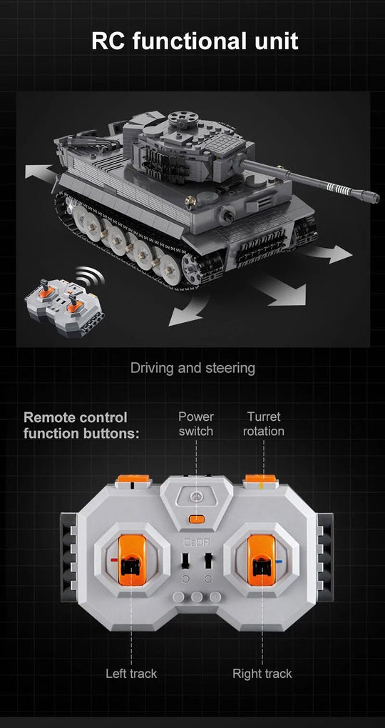 CaDA Masters WWII German Tiger Tank Remote Controlled Brick Building Set 925 Pieces