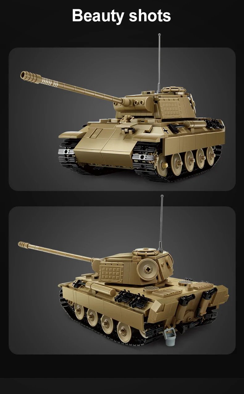 CaDA WWII German Panther Tank Remote Controlled Brick Building Set 907 Pieces