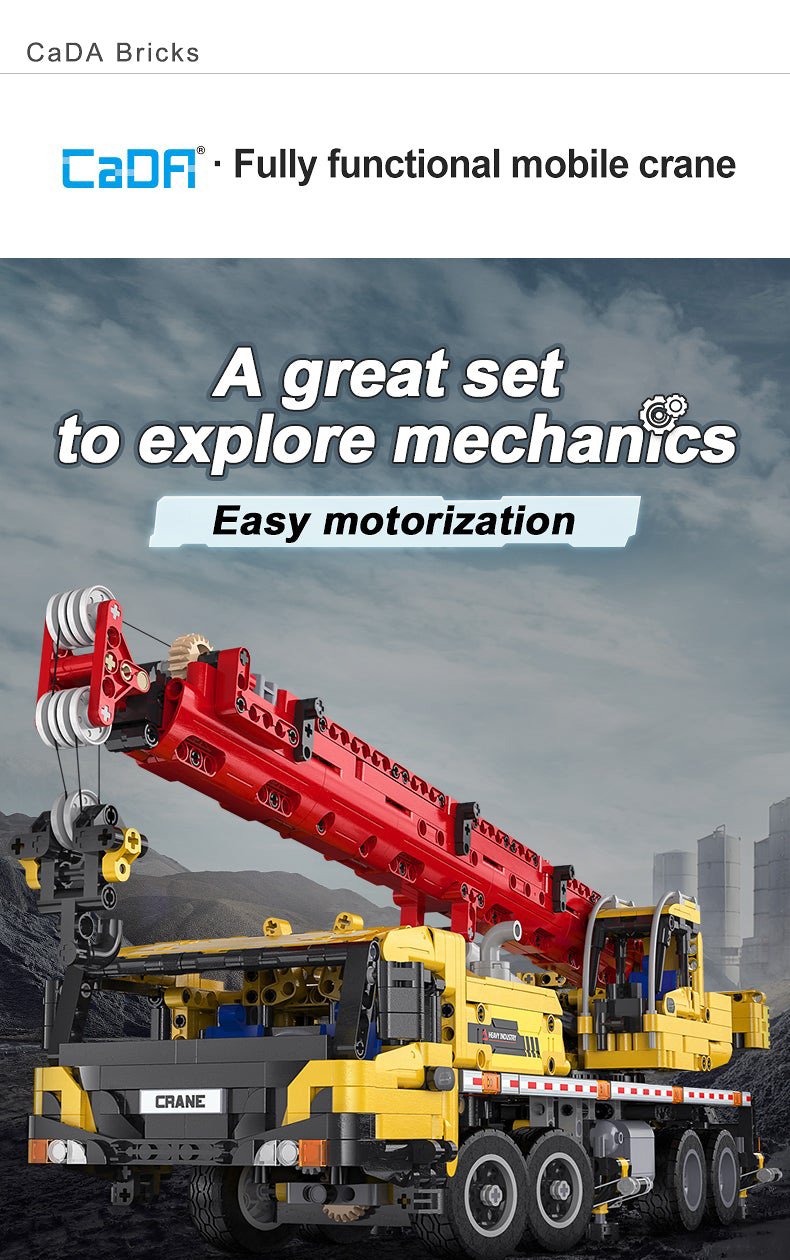 CaDA Mobile Extension Crane Construction Series (Non-Motorized) Brick Building Set 1,831 Pieces