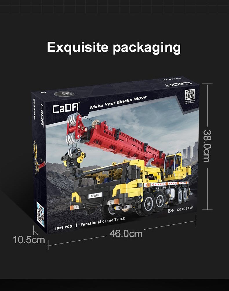CaDA Mobile Extension Crane Construction Series (Non-Motorized) Brick Building Set 1,831 Pieces
