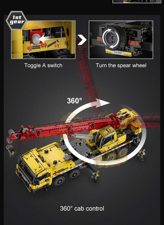 CaDA Mobile Extension Crane Construction Series (Non-Motorized) Brick Building Set 1,831 Pieces