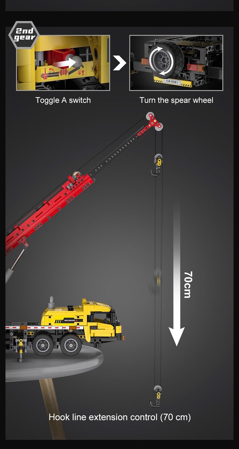 CaDA Mobile Extension Crane Construction Series (Non-Motorized) Brick Building Set 1,831 Pieces