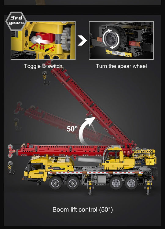 CaDA Mobile Extension Crane Construction Series (Non-Motorized) Brick Building Set 1,831 Pieces