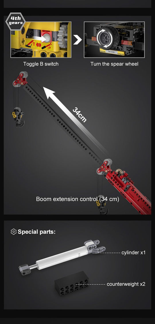 CaDA Mobile Extension Crane Construction Series (Non-Motorized) Brick Building Set 1,831 Pieces