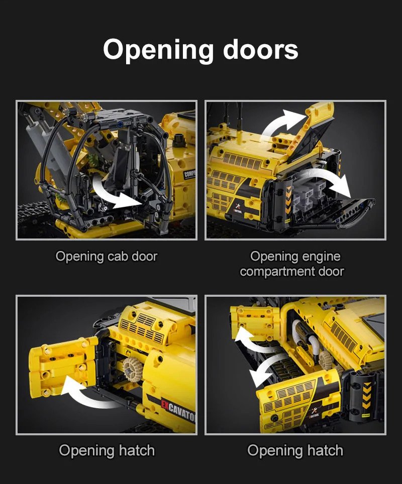 CaDA Full Function Excavator Construction Series (Non-Motorized) Brick Building Set 1,702 Pieces