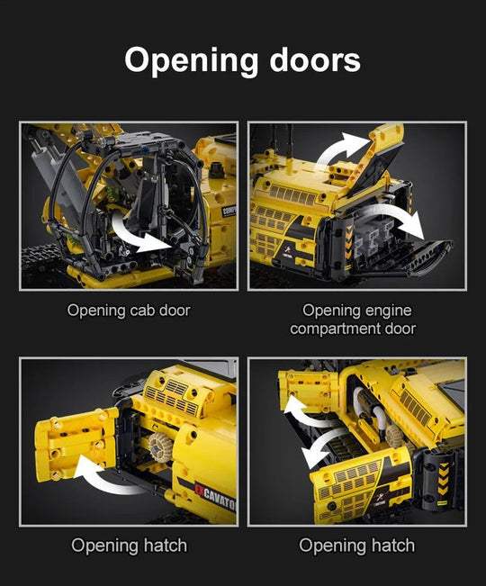 CaDA Full Function Excavator Construction Series (Non-Motorized) Brick Building Set 1,702 Pieces