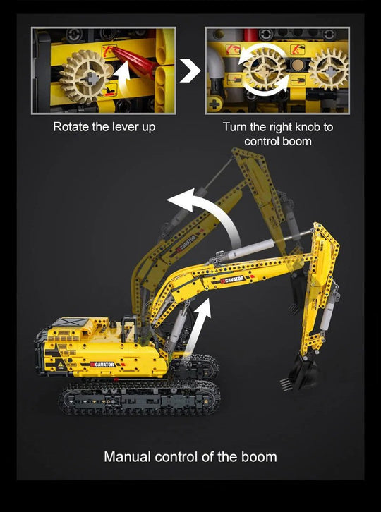 CaDA Full Function Excavator Construction Series (Non-Motorized) Brick Building Set 1,702 Pieces