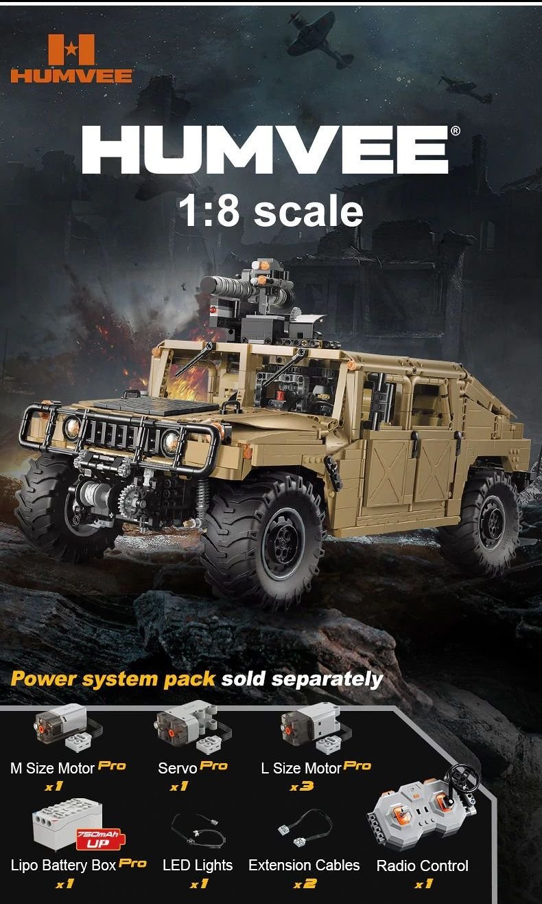 CaDA 1:8 Scale Humvee Off-Road Vehicle (Non-Motorized) Brick Building Set 3,935 Pieces