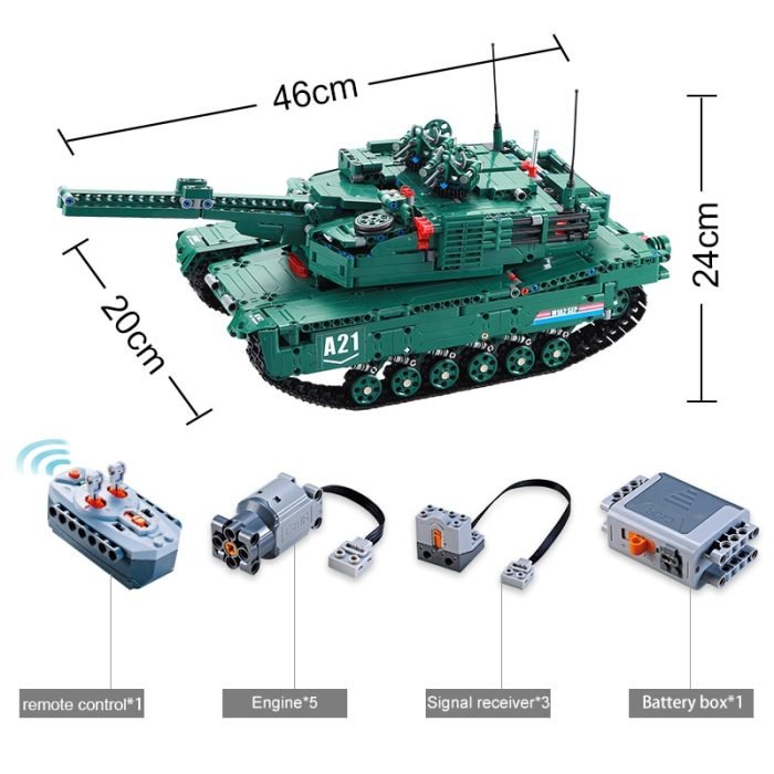 CaDA 2in1 M1A2 Abrams U.S. Main Battle Tank or Anti-Aircraft Gun Remote Controlled Brick Building Set 1,498 Pieces