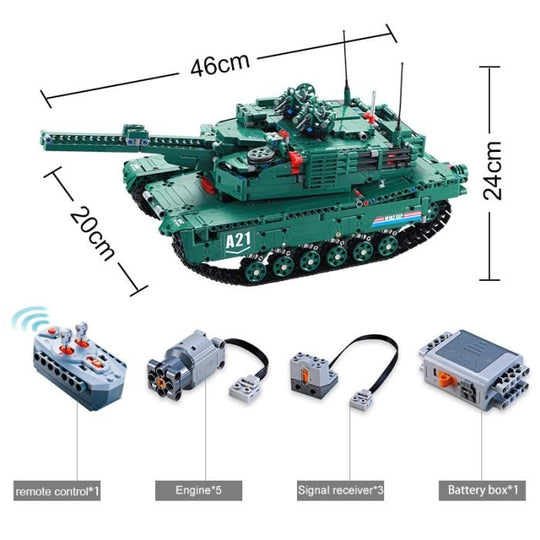 CaDA 2in1 M1A2 Abrams U.S. Main Battle Tank or Anti-Aircraft Gun Remote Controlled Brick Building Set 1,498 Pieces