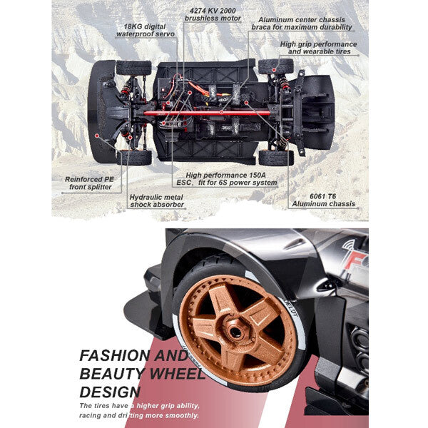 FS Racing Model DT 1/7 Scale 6S Brushless 4WD Street Basher RTR