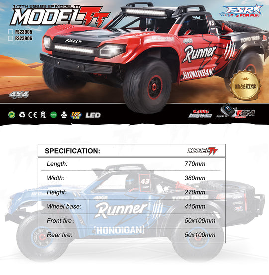 FS Racing FS23906 Runner SCT 1/7 Scale 4WD Brushless Short Course Truck – Blue Edition