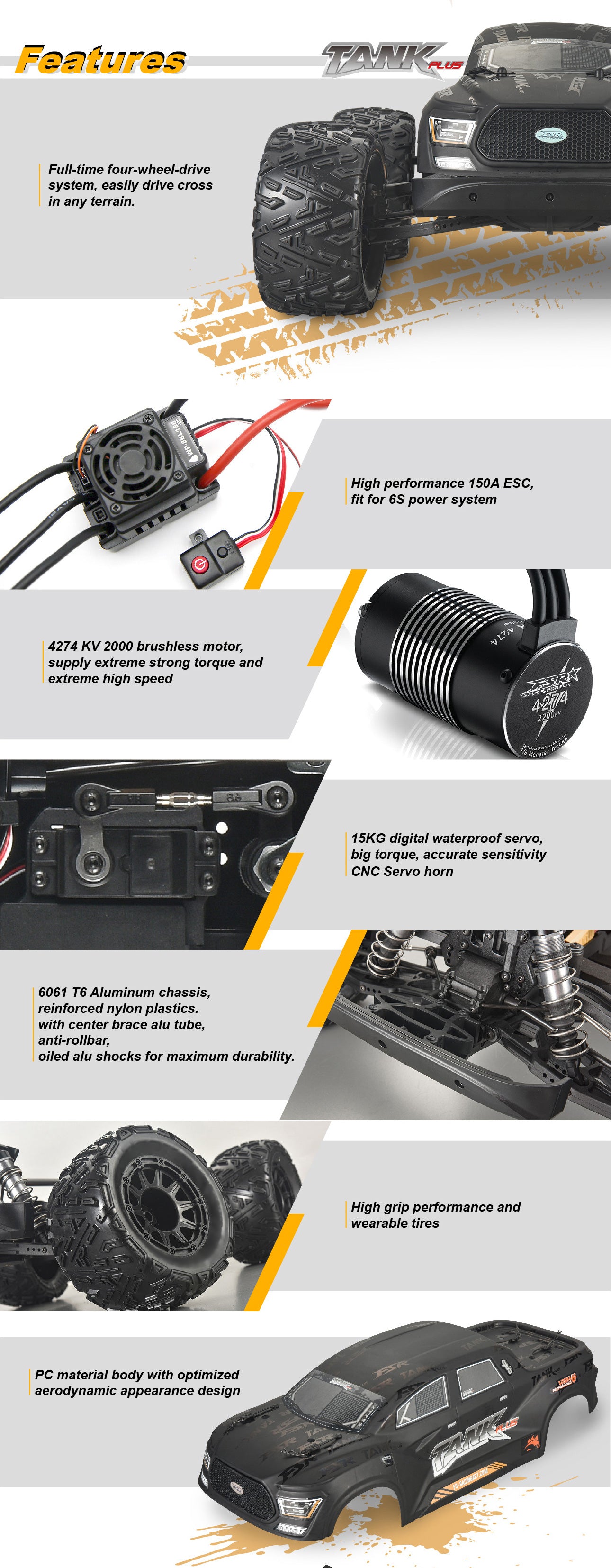 FS Racing Tank 6S 1/8 Brushless 4WD Monster Truck | FS33693