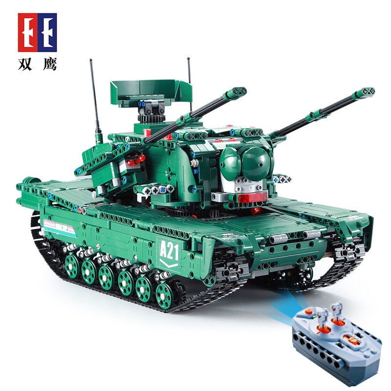 CaDA 2in1 M1A2 Abrams U.S. Main Battle Tank or Anti-Aircraft Gun Remote Controlled Brick Building Set 1,498 Pieces