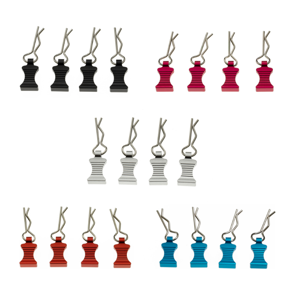 Pro Aluminum Easy Pull Body Clips for 1/10th and 1/8th Scale RC Cars, Trucks, and Crawlers