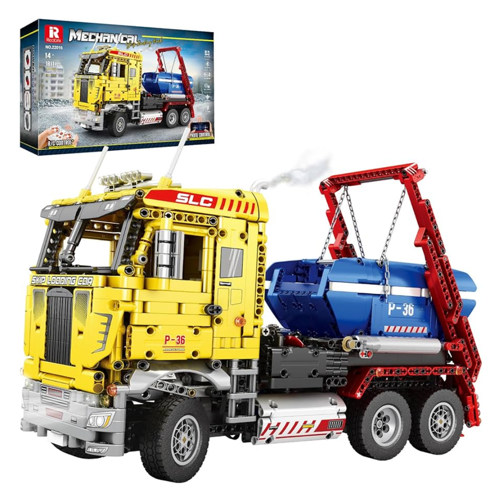 Reobrix RC Dumpster Container Truck Remote Control Construction Building Set – 1,918 Pieces