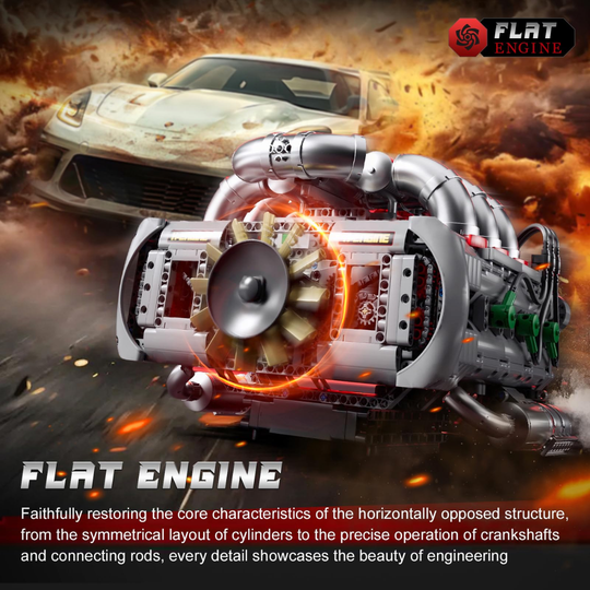 Mould King Flat-6 Motorized Engine Building Set (609 Pieces)