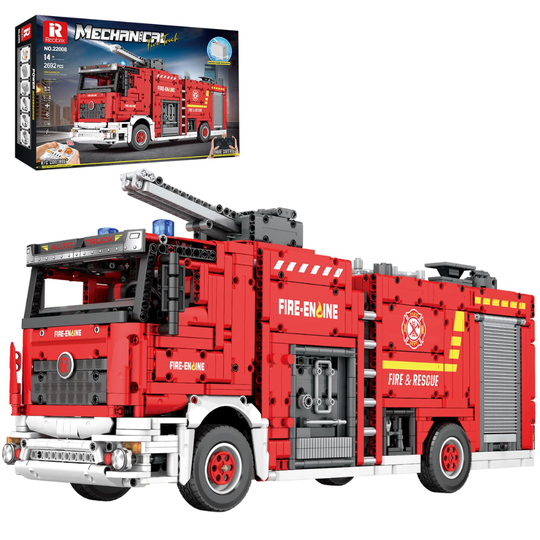 Reobrix RC Fire Truck Remote Control Construction Building Set – 3,266 Pieces