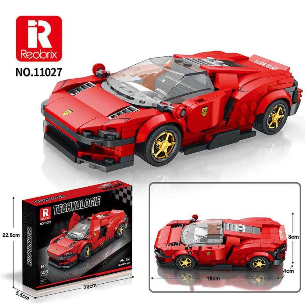 Reobrix 11027 Ferrari Daytona-Style Building Set (275 pcs)