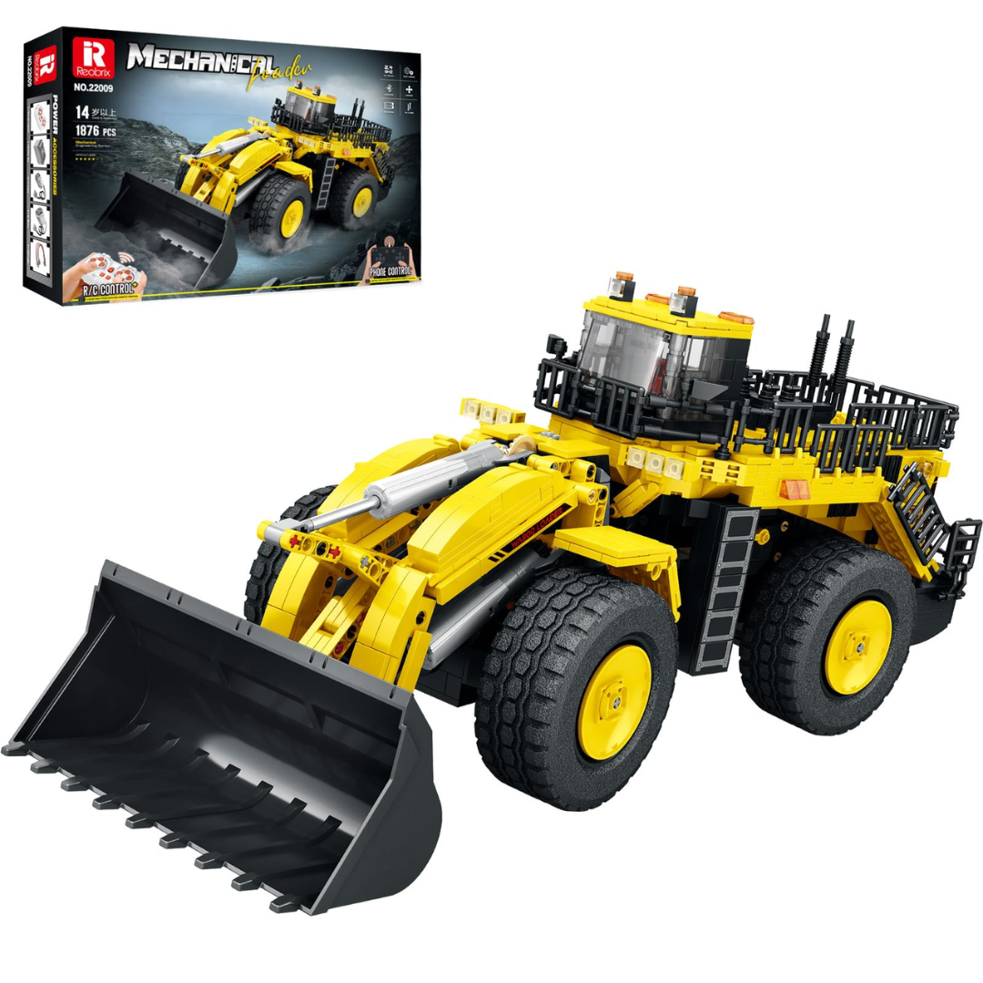 Reobrix RC Yellow Wheel Loader Remote Control Construction Building Set – 1,876 Pieces
