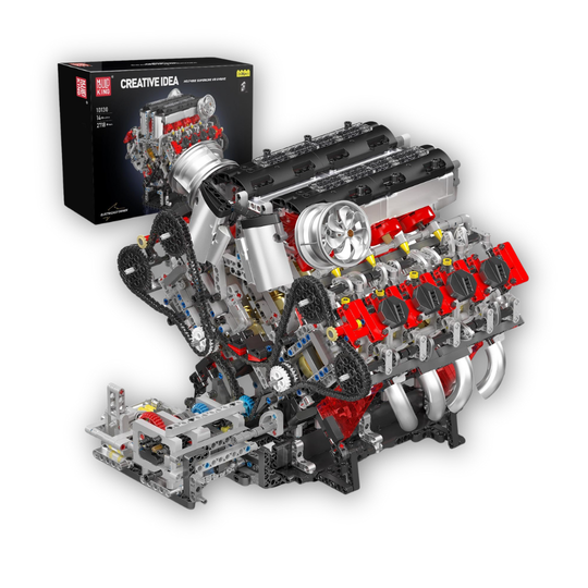 Mould King F488-Style Motorized V8 Engine Building Set (2718 Pieces)