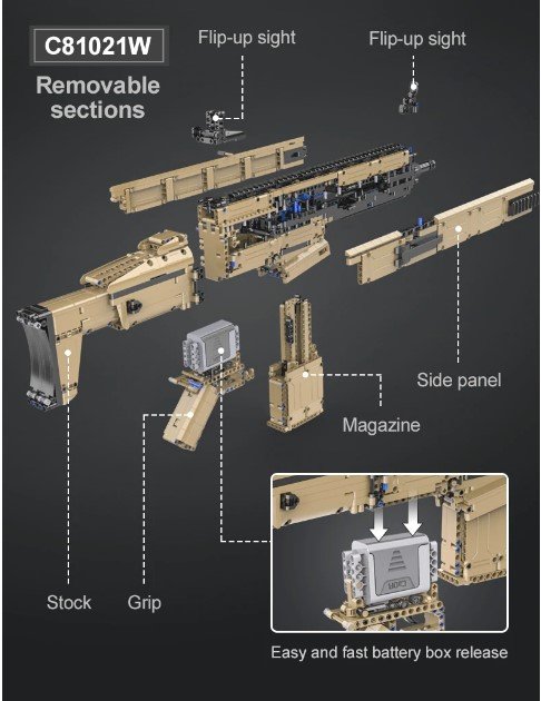 CaDA Model Assault Rifle Brick Building Set 1406 Pieces