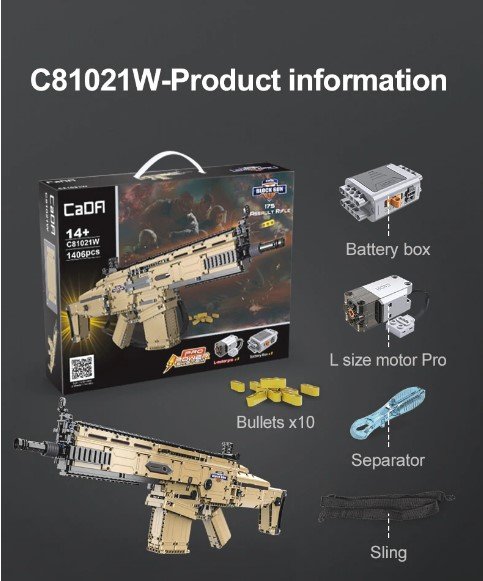 CaDA Model Assault Rifle Brick Building Set 1406 Pieces